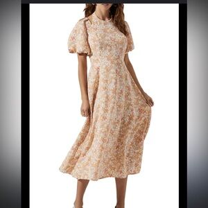 Astr Tie neck floral Midi Dress